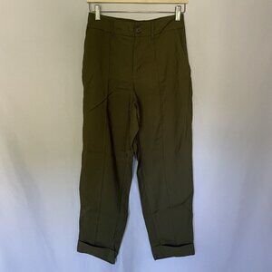 A New Day Womens Olive Green High-Waisted Pants Size 6 casual comfortable pocket